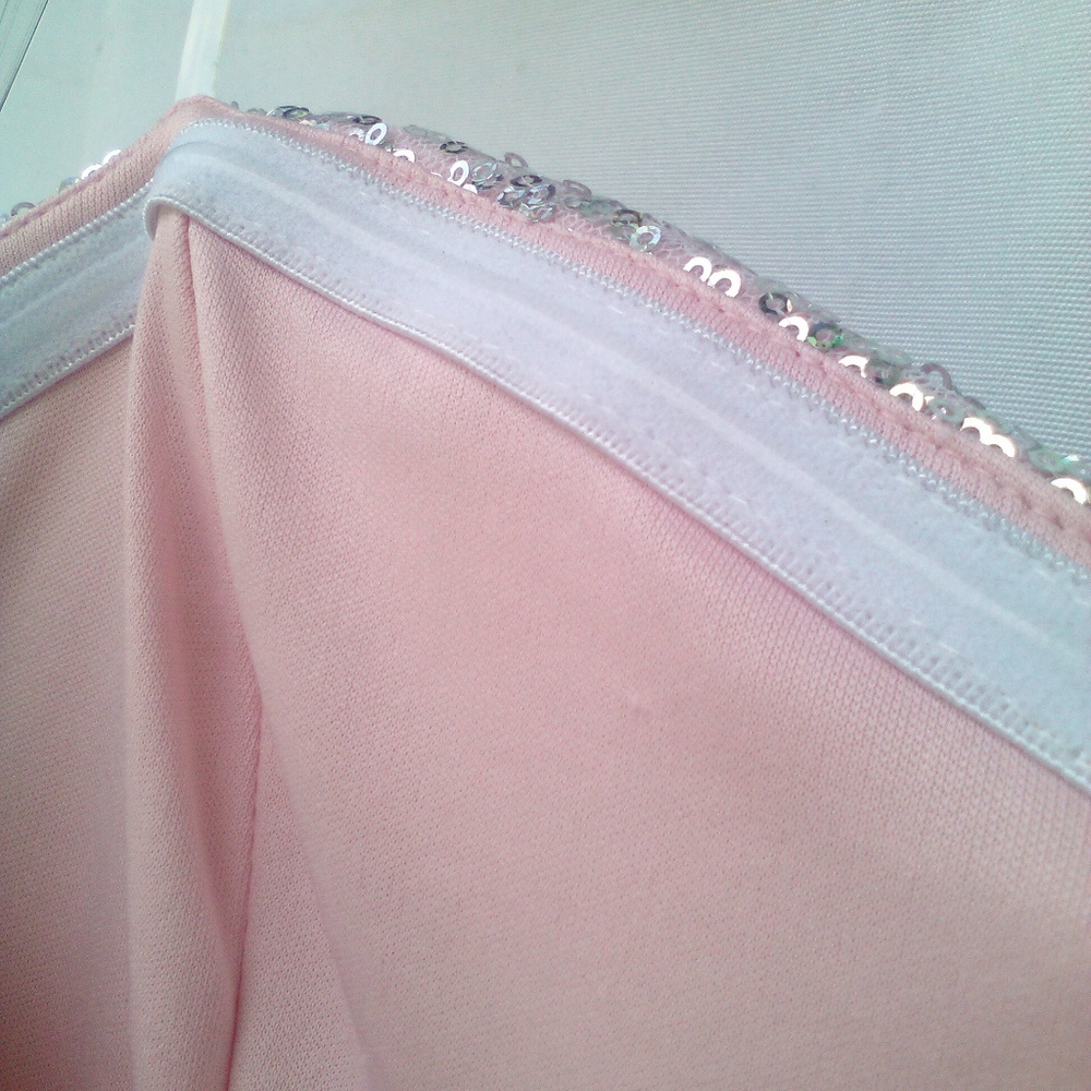 Formal Strapless Pink Sequin Full length Chiffon Gown Dress My Michelle Flowy - Picture 7 of 8